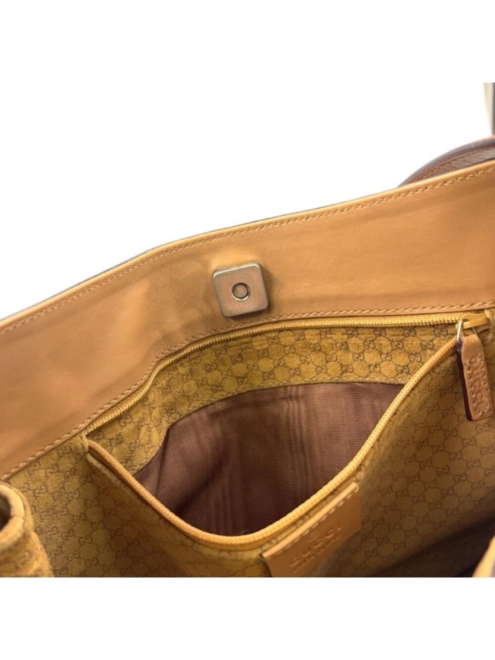 Gucci Leather Suede Brown Shoulder Bag Silver - Picture 7 of 15